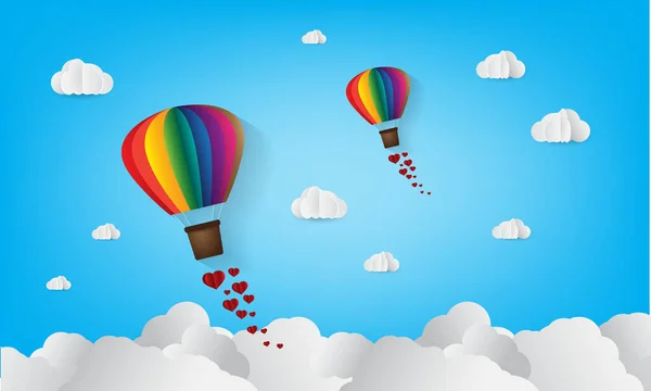 Bunter Luftballon Mit Wolken Und Himmel — Stockvektor