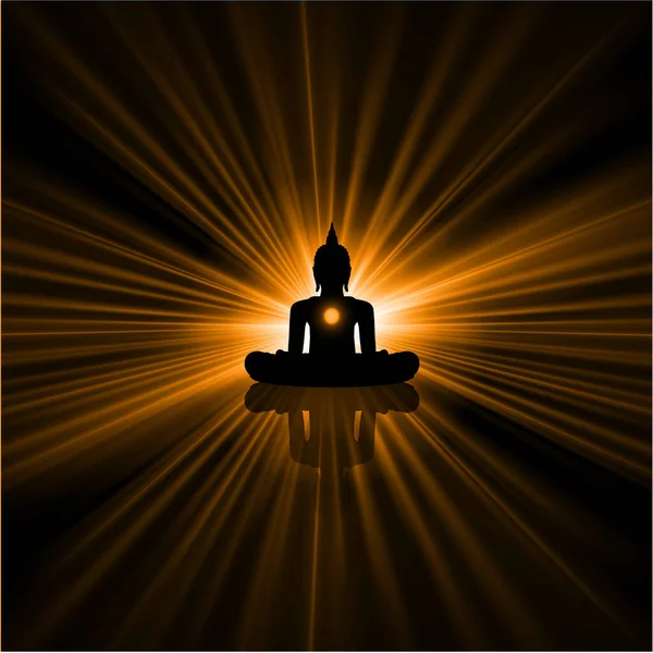 Silhouette Bouddha Sur Fond Ciel — Image vectorielle