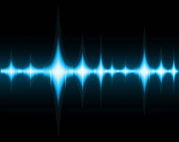 Blå Ljud Vågor Svart Bakgrund — Stock vektor