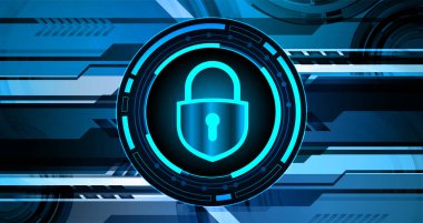 Sayısal arkaplan ve siber güvenlik konusunda kapatılmış asma kilit