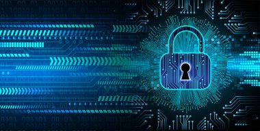 Sayısal arkaplan ve siber güvenlik konusunda kapatılmış asma kilit