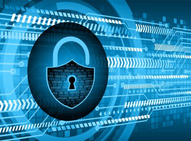 Sayısal arkaplan ve siber güvenlik konusunda kapatılmış asma kilit