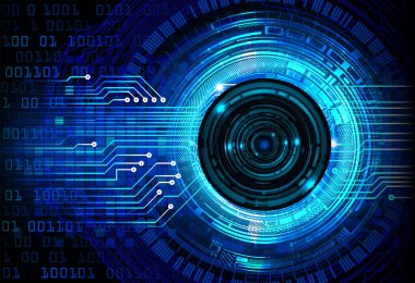 Mavi göz siber devre gelecekteki teknoloji konsepti