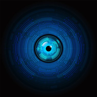 Mavi göz siber devre gelecekteki teknoloji konsepti