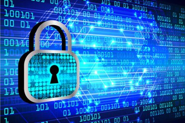 Sayısal arkaplan ve siber güvenlik konusunda kapatılmış asma kilit