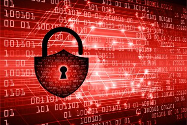 Sayısal arkaplan ve siber güvenlik konusunda kapatılmış asma kilit