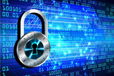 Sayısal arkaplan ve siber güvenlik konusunda kapatılmış asma kilit