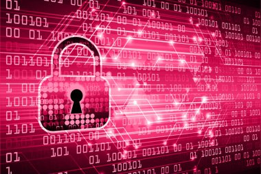 Sayısal arkaplan ve siber güvenlik konusunda kapatılmış asma kilit