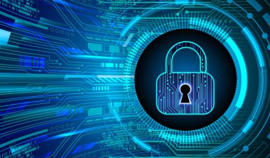 Sayısal arkaplan ve siber güvenlik konusunda kapatılmış asma kilit