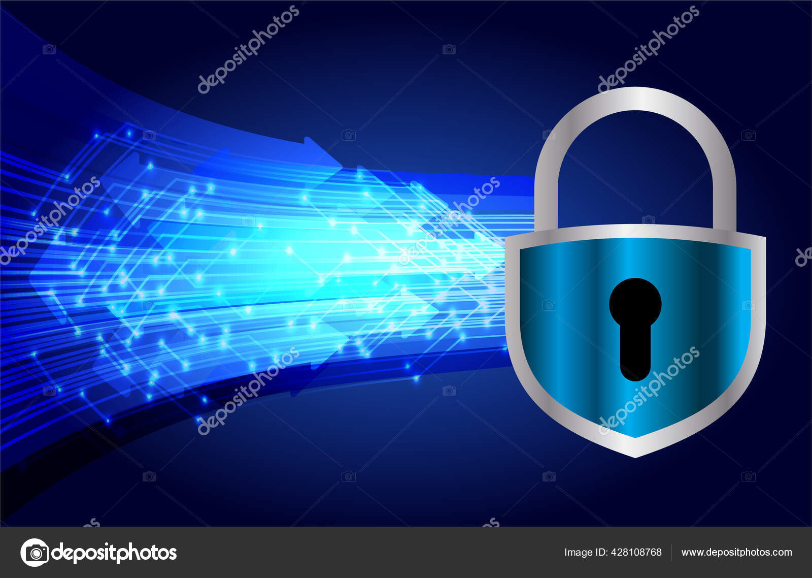 candado digital con pantalla virtual hud sobre fondo azul oscuro.  tecnología de seguridad cibernética y concepto de protección de datos de  privacidad 17446767 Vector en Vecteezy, image size:1600x1138