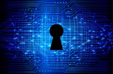 anahtar deliği ile arkaplan vektör illüstrasyonu, dijital güvenlik kavramı