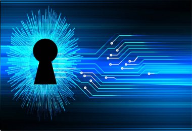 anahtar deliği ile arkaplan vektör illüstrasyonu, dijital güvenlik kavramı