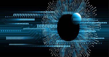 göz siber devre gelecek teknoloji konsepti arka plan, küresel soyut arkaplan