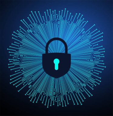 Sayısal arkaplan ve siber güvenlik konusunda kapatılmış asma kilit