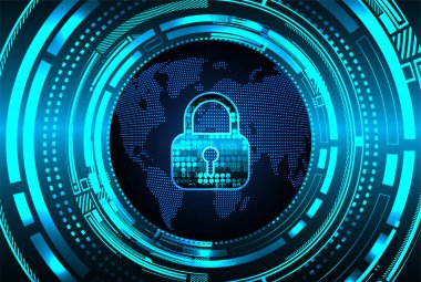 Sayısal arkaplan ve siber güvenlik konusunda kapatılmış asma kilit