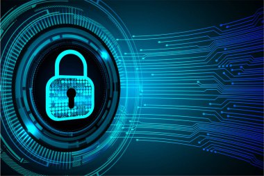 Sayısal arkaplan ve siber güvenlik konusunda kapatılmış asma kilit