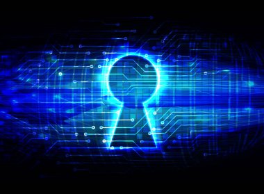 anahtar deliği ile arkaplan vektör illüstrasyonu, dijital güvenlik kavramı