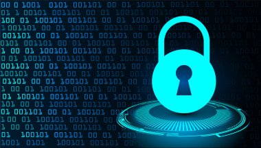 Sayısal arkaplan ve siber güvenlik konusunda kapatılmış asma kilit