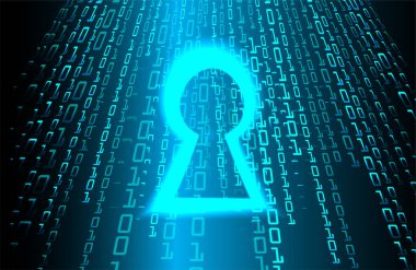 anahtar deliği ile arkaplan vektör illüstrasyonu, dijital güvenlik kavramı