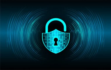 Sayısal arkaplan ve siber güvenlik konusunda kapatılmış asma kilit