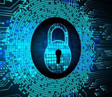 Sayısal arkaplan ve siber güvenlik konusunda kapatılmış asma kilit