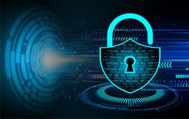 Sayısal arkaplan ve siber güvenlik konusunda kapatılmış asma kilit