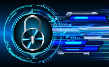 Sayısal arkaplan ve siber güvenlik konusunda kapatılmış asma kilit