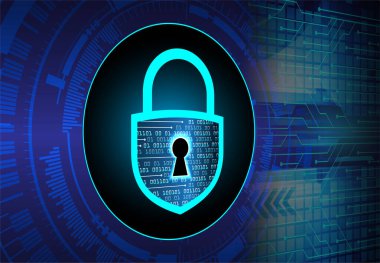 Sayısal arkaplan ve siber güvenlik konusunda kapatılmış asma kilit