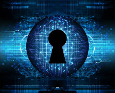 anahtar deliği ile arkaplan vektör illüstrasyonu, dijital güvenlik kavramı