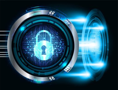 Sayısal arkaplan ve siber güvenlik konusunda kapatılmış asma kilit