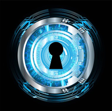 anahtar deliği ile arkaplan vektör illüstrasyonu, dijital güvenlik kavramı