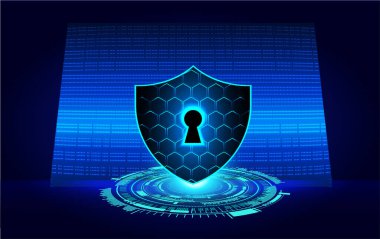 anahtar deliği ile arkaplan vektör illüstrasyonu, dijital güvenlik kavramı