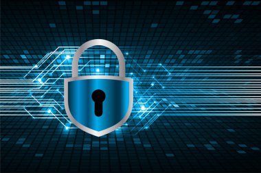 Sayısal arkaplan ve siber güvenlik konusunda kapatılmış asma kilit