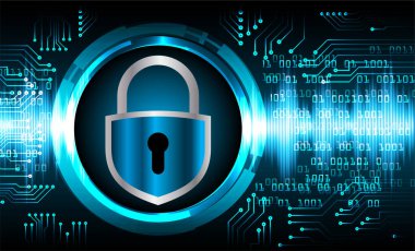 Sayısal arkaplan ve siber güvenlik konusunda kapatılmış asma kilit