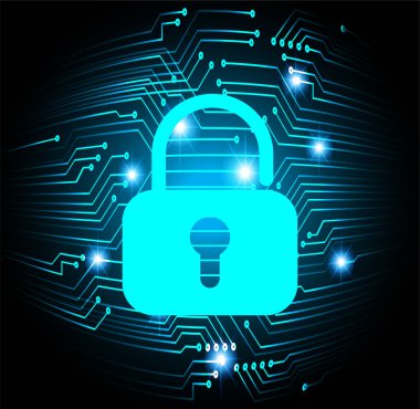 Sayısal arkaplan ve siber güvenlik konusunda kapatılmış asma kilit