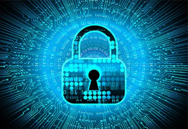 Sayısal arkaplan ve siber güvenlik konusunda kapatılmış asma kilit