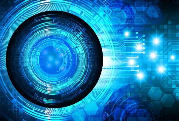 Occhio Cyber Circuito Futuro Concetto Tecnologia Sfondo Sfondo Sferico Astratto — Vettoriale Stock