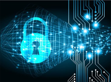 Sayısal arkaplan ve siber güvenlik konusunda kapatılmış asma kilit