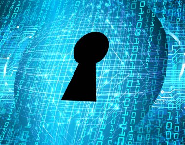 anahtar deliği ile arkaplan vektör illüstrasyonu, dijital güvenlik kavramı