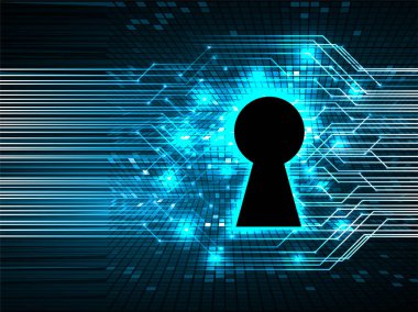 anahtar deliği ile arkaplan vektör illüstrasyonu, dijital güvenlik kavramı