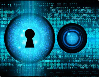 anahtar deliği ile arkaplan vektör illüstrasyonu, dijital güvenlik kavramı