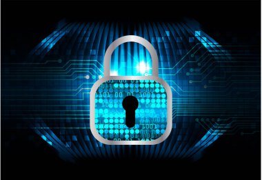 Sayısal arkaplan ve siber güvenlik konusunda kapatılmış asma kilit