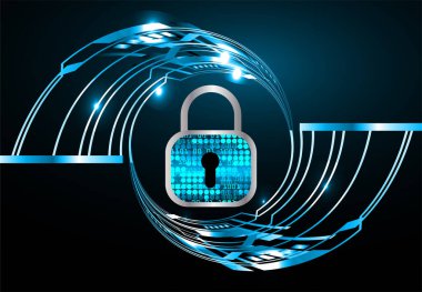 Sayısal arkaplan ve siber güvenlik konusunda kapatılmış asma kilit