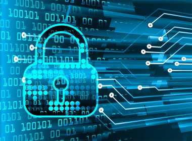 Sayısal arkaplan ve siber güvenlik konusunda kapatılmış asma kilit