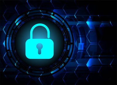 Sayısal arkaplan ve siber güvenlik konusunda kapatılmış asma kilit