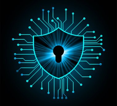 anahtar deliği ile arkaplan vektör illüstrasyonu, dijital güvenlik kavramı