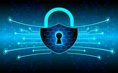 Sayısal arkaplan ve siber güvenlik konusunda kapatılmış asma kilit