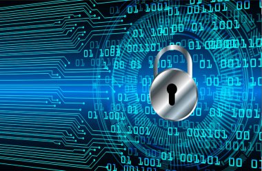 Sayısal arkaplan ve siber güvenlik konusunda kapatılmış asma kilit