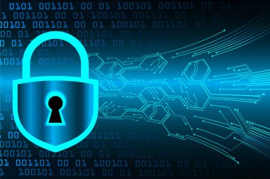 Sayısal arkaplan ve siber güvenlik konusunda kapatılmış asma kilit