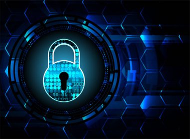 Sayısal arkaplan ve siber güvenlik konusunda kapatılmış asma kilit